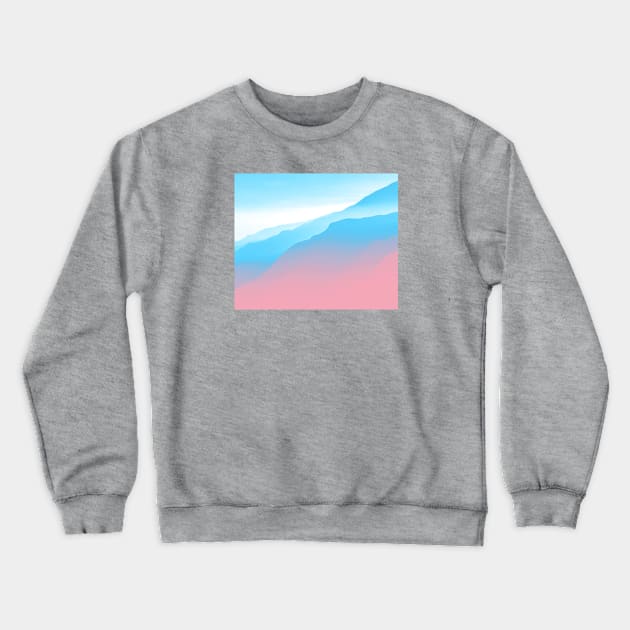 Transgender Pride Foggy Mountain Landscape Crewneck Sweatshirt by VernenInk